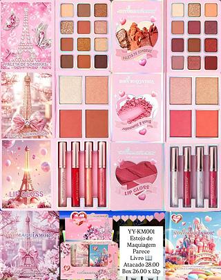 Paleta de Sombras e Blush e Iluminador e Lip Gloss Yoyo Maquiamor