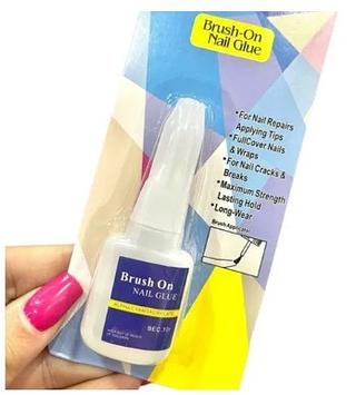 Cola de Unhas Postiças Brush-on Nail Glue Azul