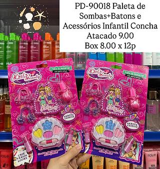 Paleta de Sombas+Batons e Acessórios Infantil Concha Little Beauty