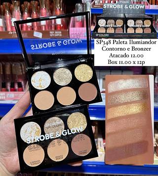 Paleta de Iluminador Contorno e Bronzer Strobe & Glow Sp Colors