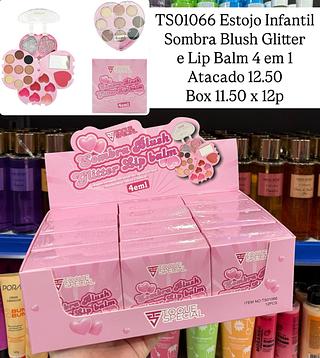 Estojo Infantil Sombra Blush Glitter e Lip Balm 4 em 1 Toque Special