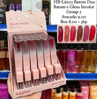 Duo Kiss Batom e Gloss Incolor Grupo 2 Ruby Rose