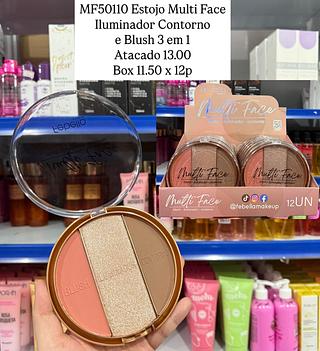Estojo Multi Face Iluminador Contorno e Blush 3 em 1 Febella