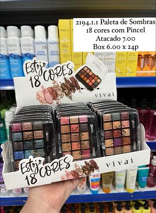 Paleta de Sombras com 18 Cores Vivai