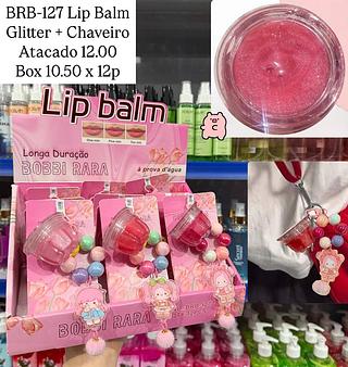Lip Balm Glitter com Chaveiro Bobbi Rara