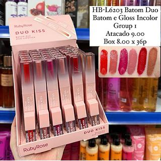 Duo Kiss Batom e Gloss Incolor Grupo 1 Ruby Rose
