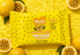 Lenço Umedecido Micelar Maracujá e Camomila Lovely By Face Beauty