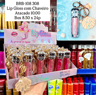 Lip Gloss Sereia com Chaveiro Bobbi Rara
